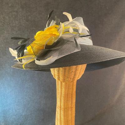 Wide Brim Hat with Yellow Bow