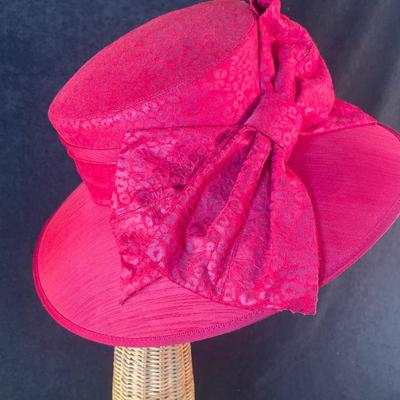 Red Wide Brim Hat with Bow