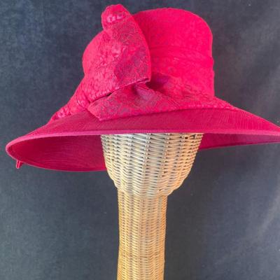 Red Wide Brim Hat with Bow
