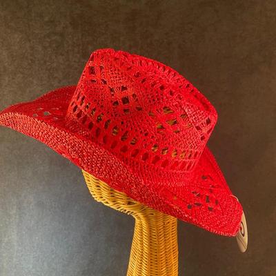 Red Straw Cowboy Hat