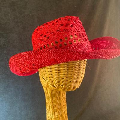 Red Straw Cowboy Hat