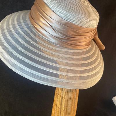 Tan Sheer Wide Brim with Satin Band