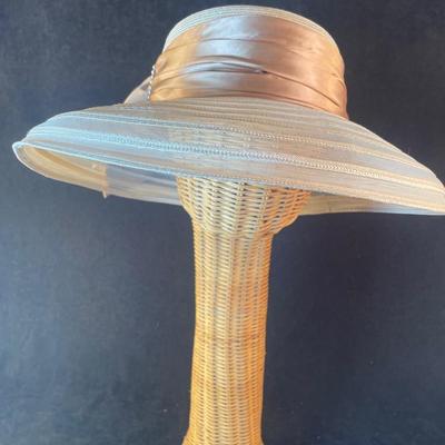 Tan Sheer Wide Brim with Satin Band