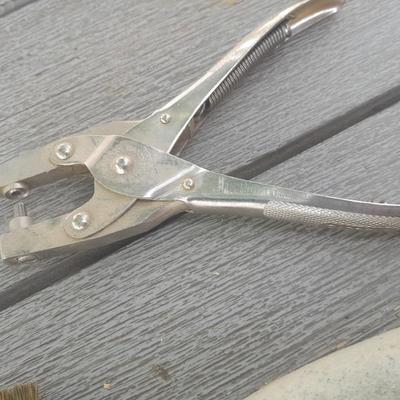 Upholstery pliers with an assortment of other hand tools and small screwdrivers from Germany