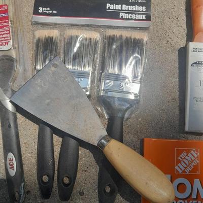 Brand new paint brushes and some other painting supplies