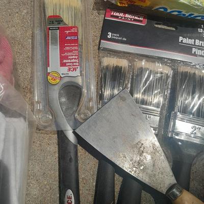 Brand new paint brushes and some other painting supplies