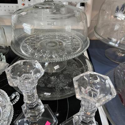 Cake stands & Candle Holders other clear glass
