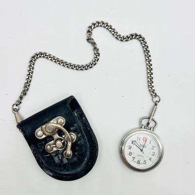 Pair Of Bijoux Terner Stainless Steel Pocket Watch and Pouch