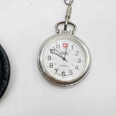 Pair Of Bijoux Terner Stainless Steel Pocket Watch and Pouch