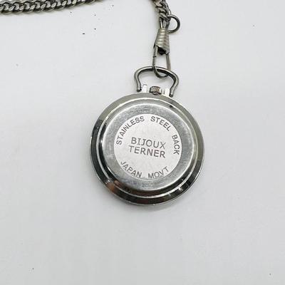 Pair Of Bijoux Terner Stainless Steel Pocket Watch and Pouch