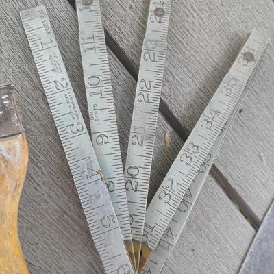 Hand tools - metal folding ruler - new wooden Lufkin folding ruler and more