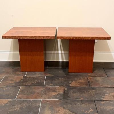 EXCELSIOR ~ Italy ~ Pair (2) Solid Wood Modern Side Tables ~*Read Details