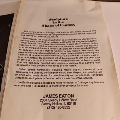 1987 JW Eaton Postmodern Pink and Blue Wooden Sculpture "Lamppost Flyer"