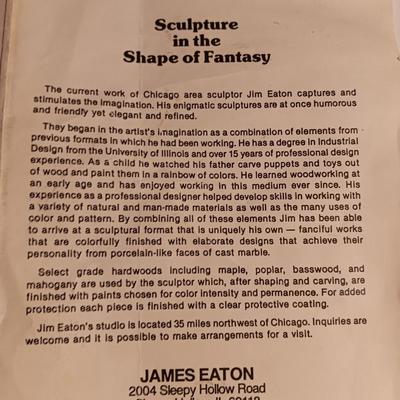 1987 JW Eaton Postmodern Pink and Blue Wooden Sculpture "Lamppost Flyer"
