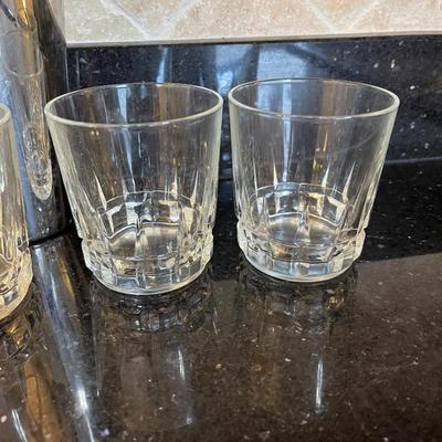 5 rocks glasses and shaker