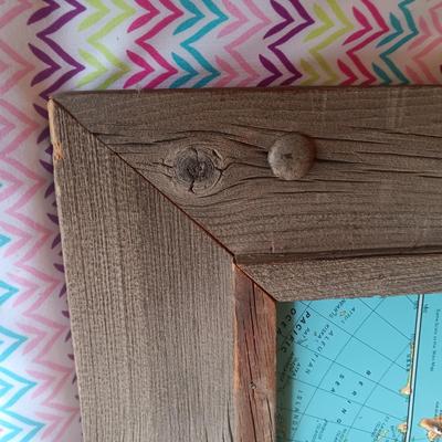 TOPOGRAPHIC US MAP IN BARN WOOD FRAME WITH MARKABLE SURFACE