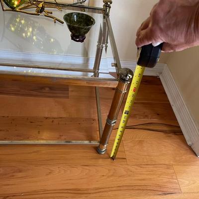 Sm gold tubed glass table
