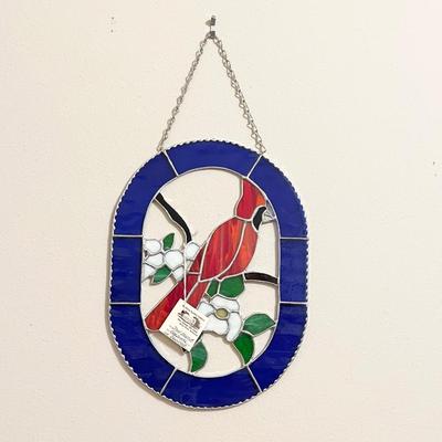 DON MODICA ~ “Cardinal On Dogwood” ~ Stained Glass Window Decor