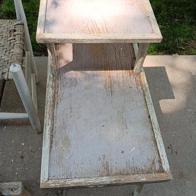 Primitive farmhouse decor chair - footstool - and step table