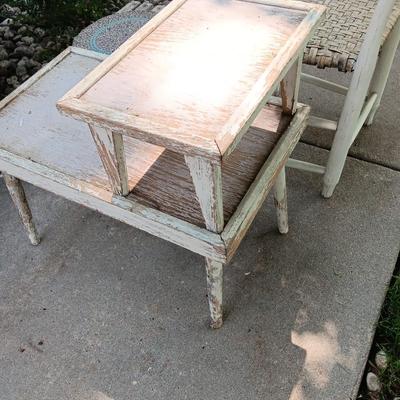 Primitive farmhouse decor chair - footstool - and step table
