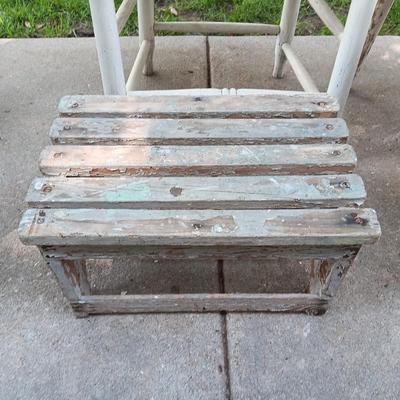 Primitive farmhouse decor chair - footstool - and step table