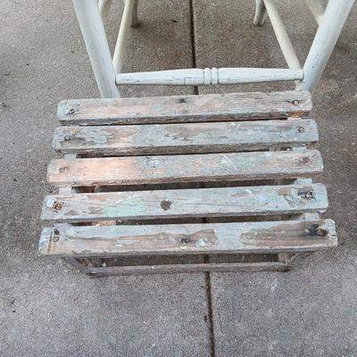 Primitive farmhouse decor chair - footstool - and step table