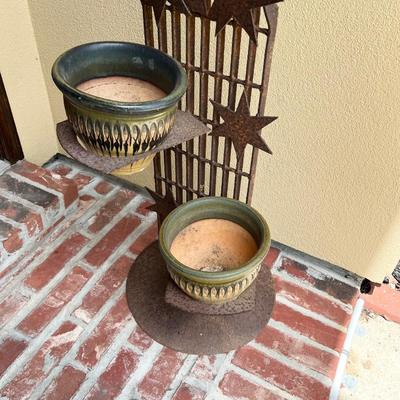 Metal Planter Holder With Terracotta Planters ~ *Read Details