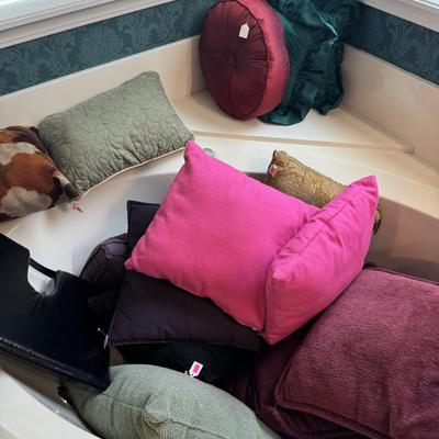 Pillows, hamper, & clothes