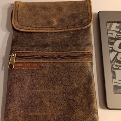 Working Amazon Kindle with genuine leather pouch made in Uruguay