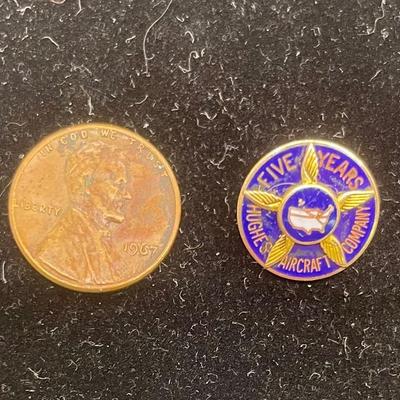 VTG 10k Hughes Aircraft Company 5 Years Gold Blue Enamel Screwback Lapel Pin
