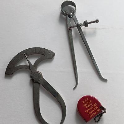 Antique calipers and small tape measure