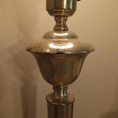 Vintage Art Deco Torchiere Lamp with white Glass Reflector Shade, Torchiere Table Lamp