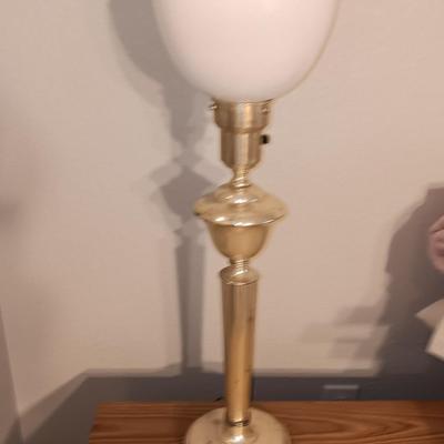 Vintage Art Deco Torchiere Lamp with white Glass Reflector Shade, Torchiere Table Lamp