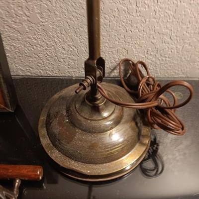 Framed painting of Black lab - Antique lamp and really cool wall mount folding coat hanger