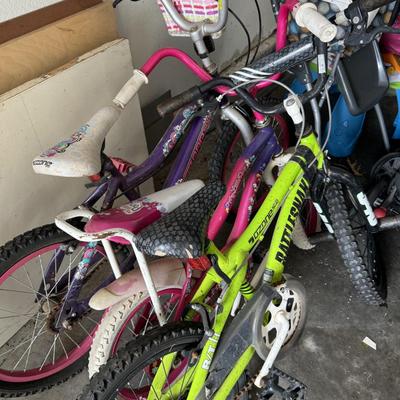 Kids bicycles and strollers