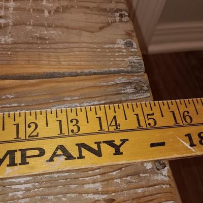 Farmhouse style wooden box with lid and antique cutting boards