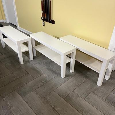 Lot of 3 Matching White Benches