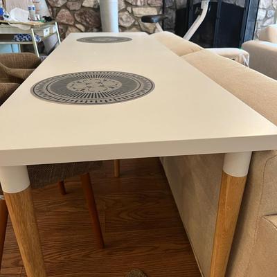 MCM Inspired Long Table w Upholstered Chairs