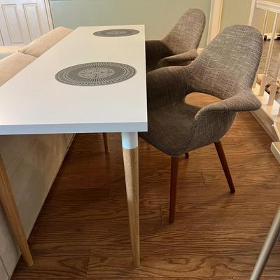 MCM Inspired Long Table w Upholstered Chairs