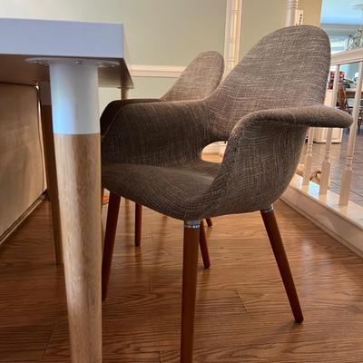 MCM Inspired Long Table w Upholstered Chairs