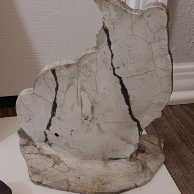 matted Cat print - clay cat statue and a house key hook