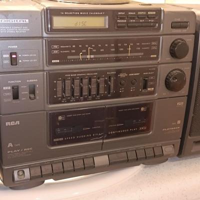 RCA Digital portable compact disc dual cassette recorder with stereo receiver boombox radio