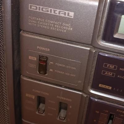 RCA Digital portable compact disc dual cassette recorder with stereo receiver boombox radio