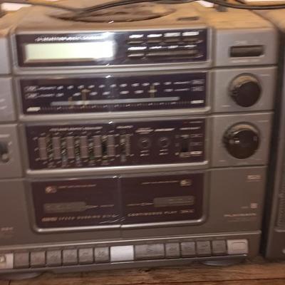 RCA Digital portable compact disc dual cassette recorder with stereo receiver boombox radio