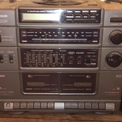 RCA Digital portable compact disc dual cassette recorder with stereo receiver boombox radio