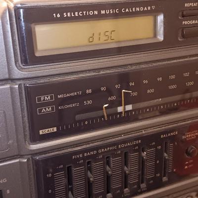 RCA Digital portable compact disc dual cassette recorder with stereo receiver boombox radio