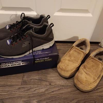 Brand new size 14 sketcher shoes and a pair of sketchers slippers