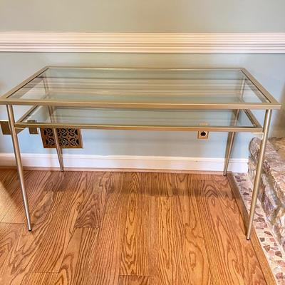 Myrtle Metal and Glass Desk with Shelf