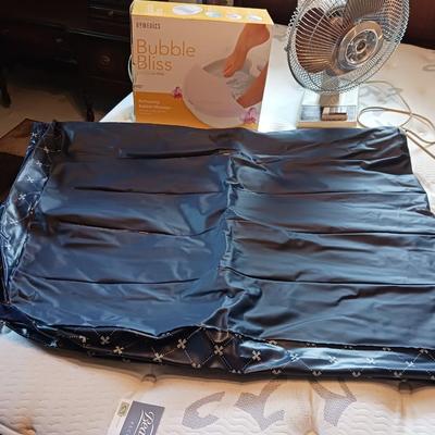 QUEEN SIZE AIR MATTRESS, FAN AND FOOT SPA