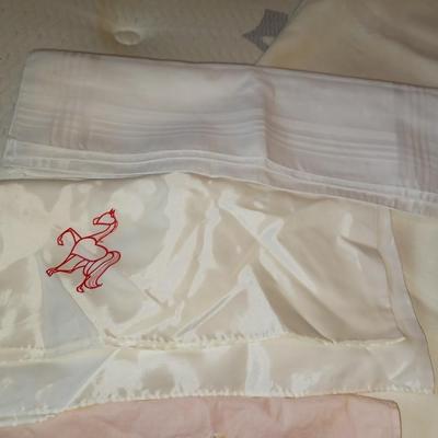 EMBROIDERED PILLOW CASES & TEA TOWELS, LINEN TABLECLOTHS